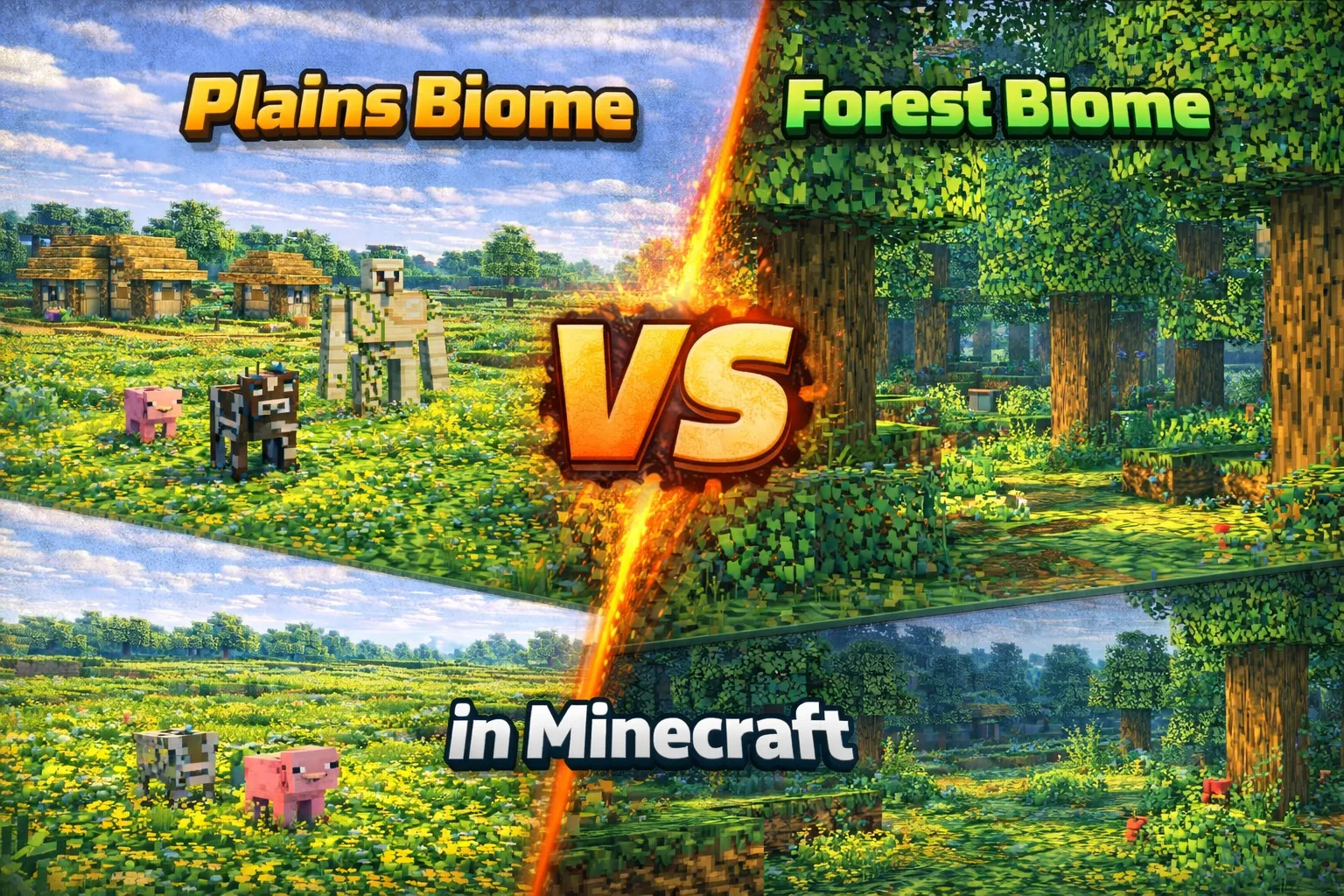 Plains Biome vs Forest Biome in Minecraft